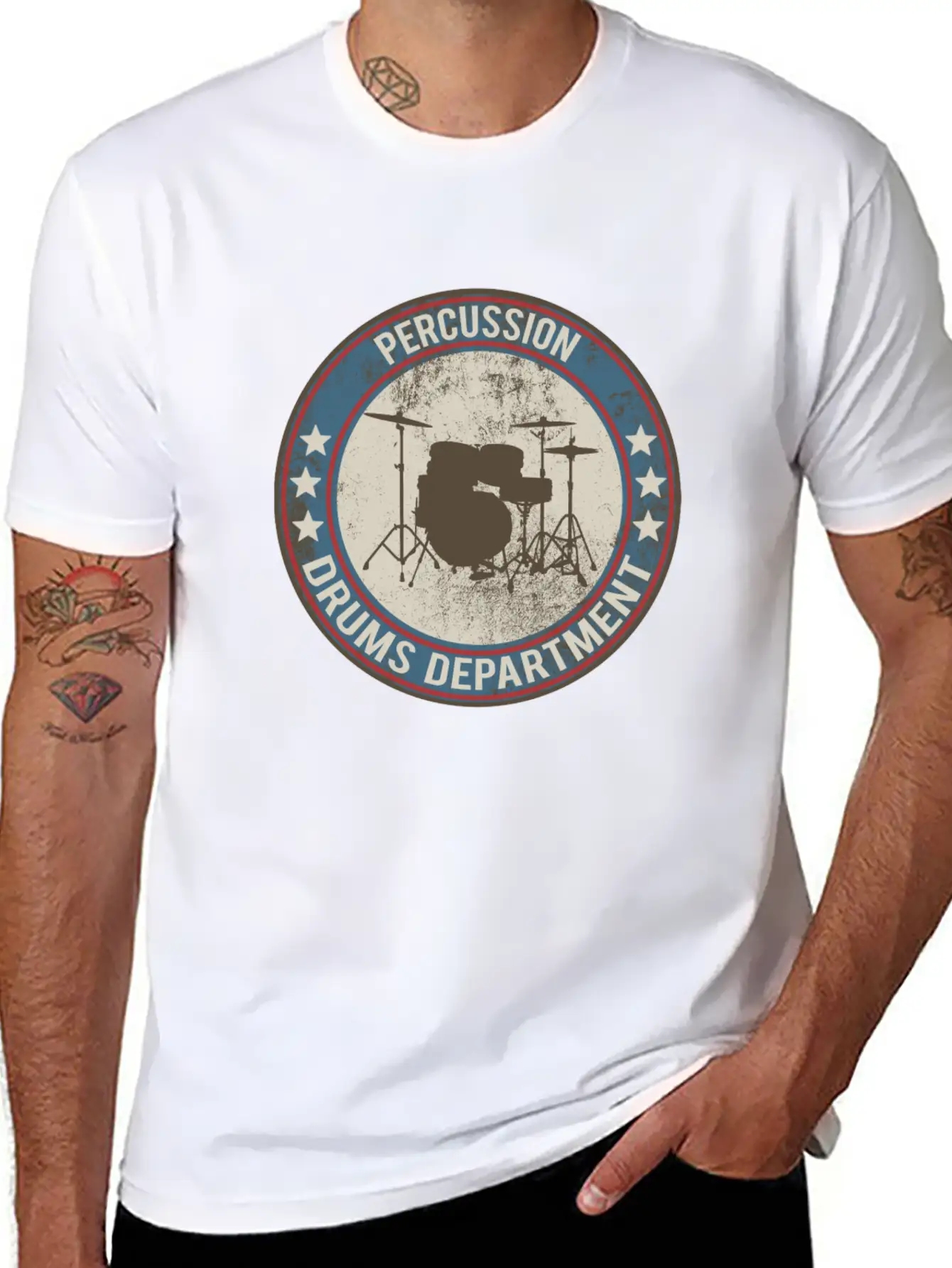 Drums Drums Unisex Short Sleeve Soft Cotton T-Shirt – Casual Everyday Wear