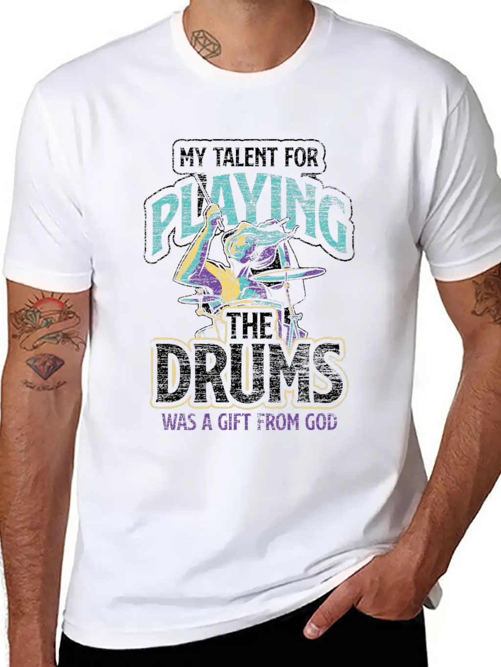 Drums Talent Unisex Casual T-Shirt – Clean Design For Daily Comfort