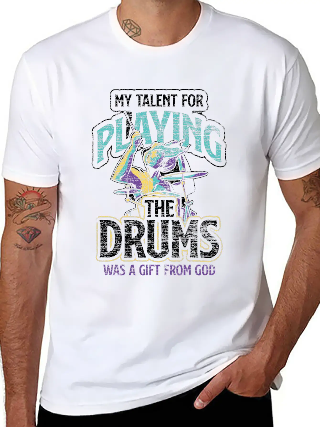 Drums Talent Unisex Casual T-Shirt – Clean Design For Daily Comfort