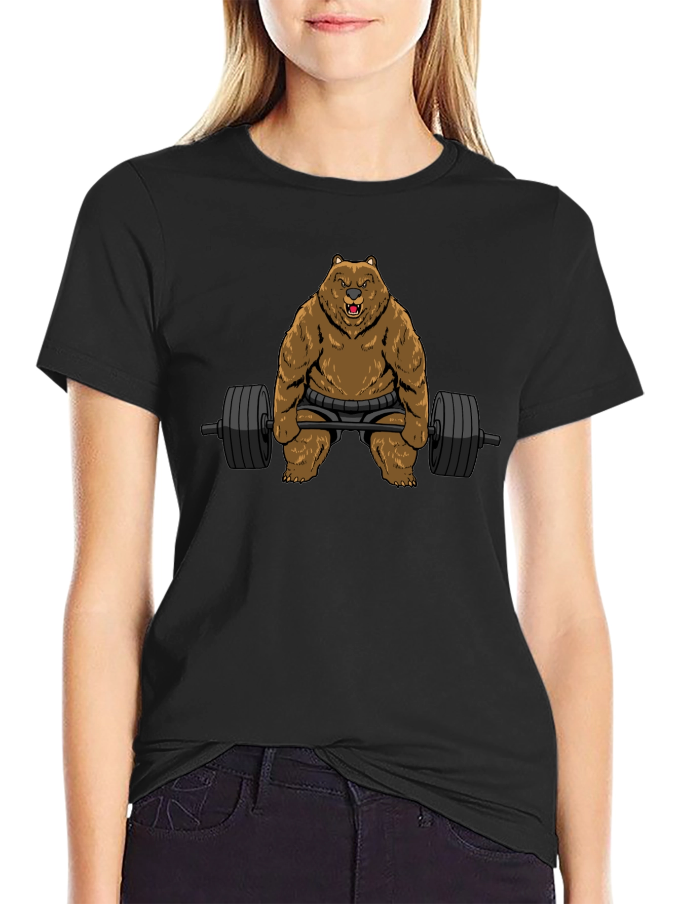 Grizzly Gym Bro T-Shirt - Black Bear Weightlifting