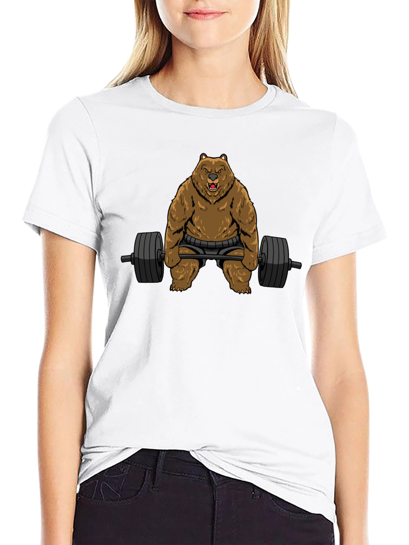 Grizzly Gym Bro T-Shirt - Black Bear Weightlifting