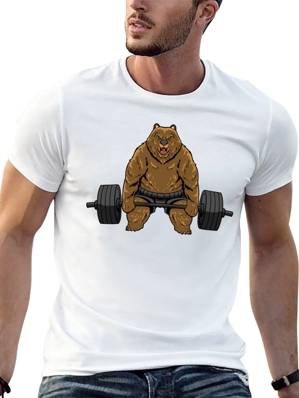 Grizzly Gym Bro T-Shirt - Black Bear Weightlifting