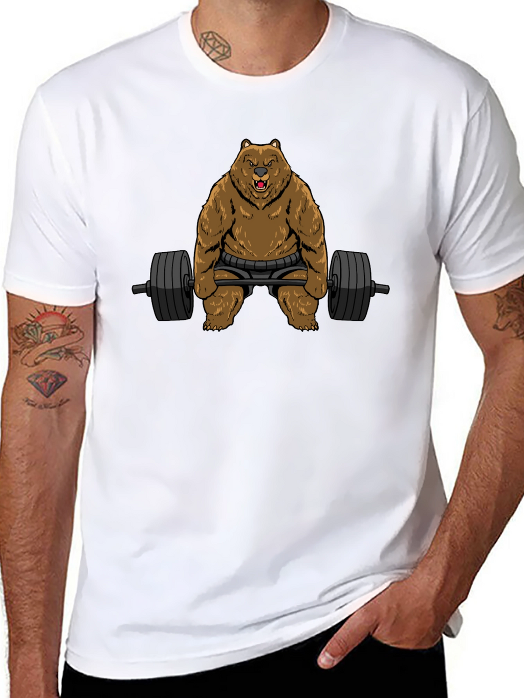 Grizzly Gym Bro T-Shirt - Black Bear Weightlifting