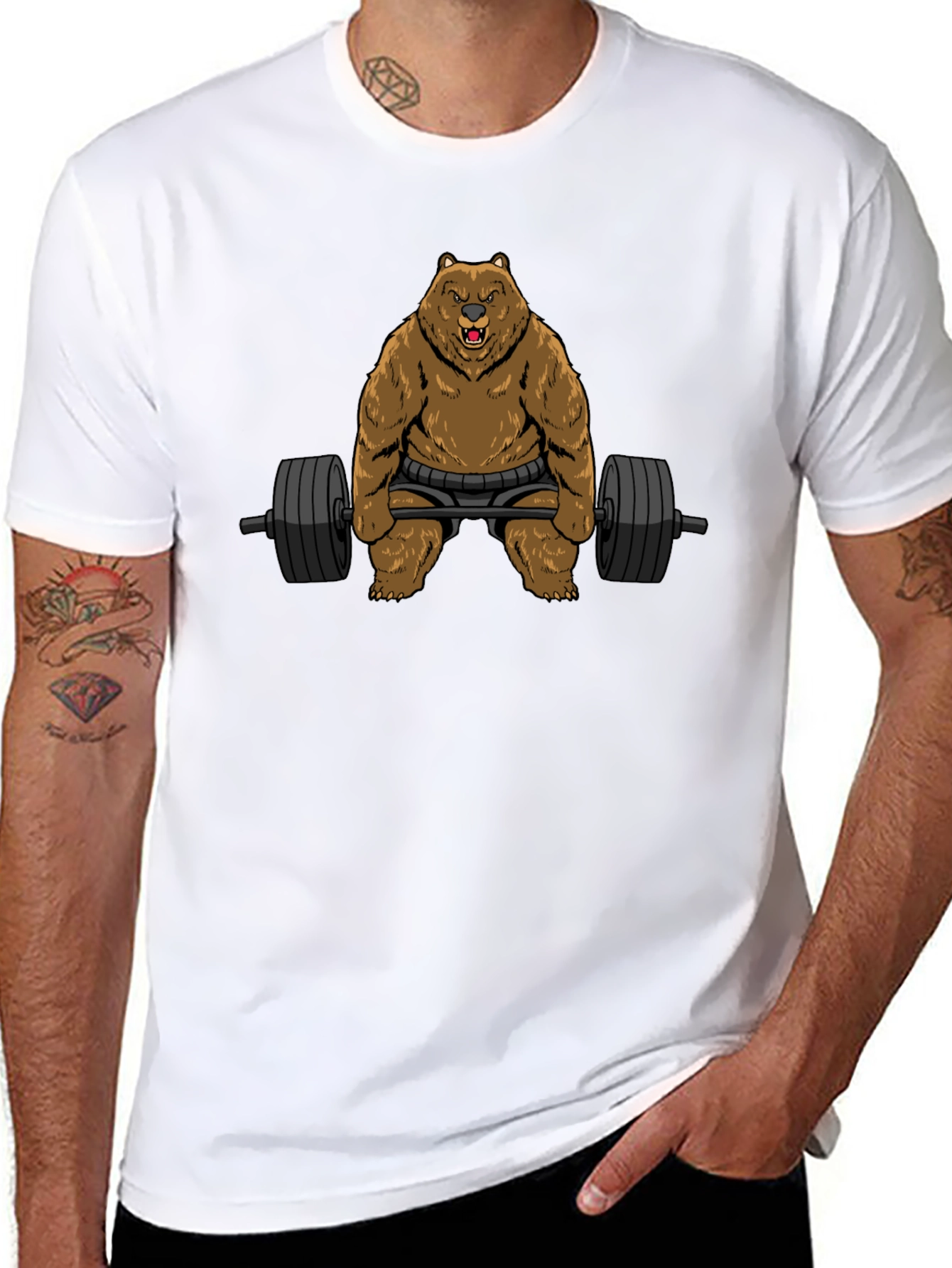 Grizzly Gym Bro T-Shirt - Black Bear Weightlifting