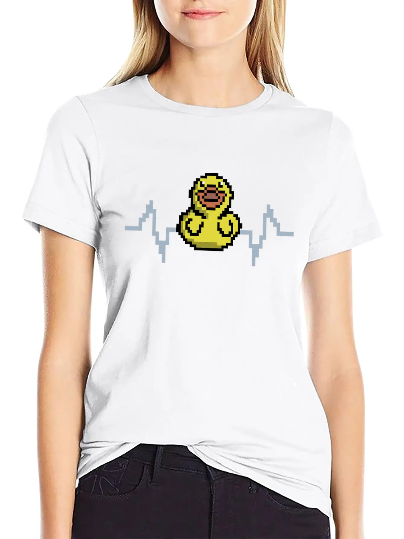 Duck Vintage Rubber Heartbeat Duck Pixel Art Classic Fit Graphic Tee For Daily Comfort – Unisex Cotton Shirt