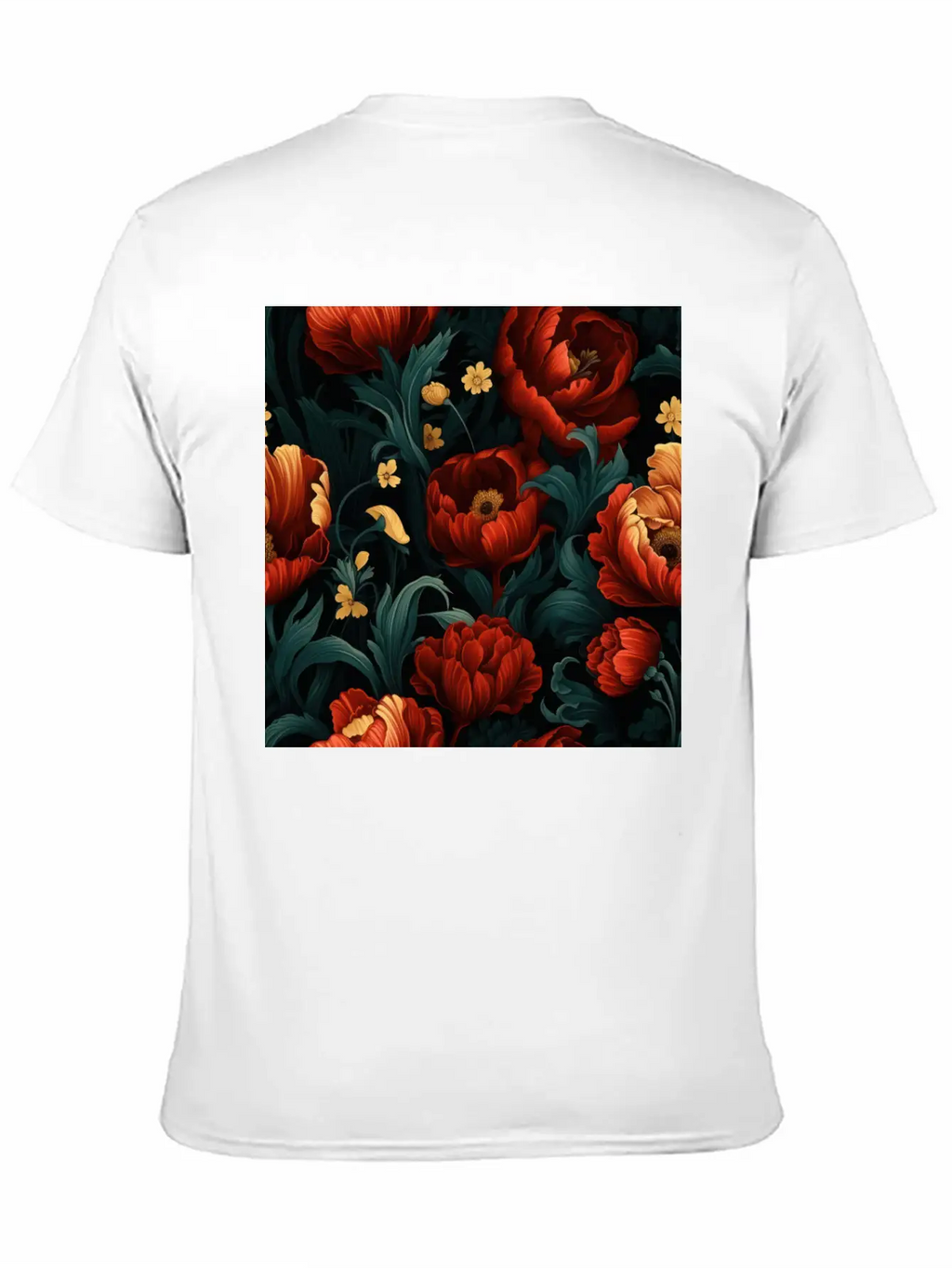 Dutch Nocturne: Luminous Floral Pastoral On Black Essential Cotton Tee For Daily Outfits – Unisex Style