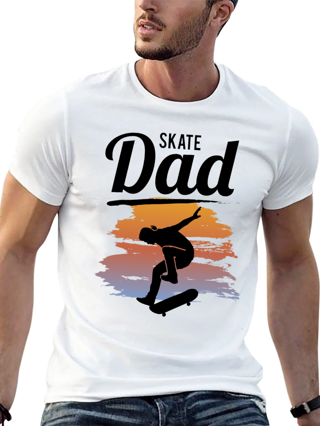 Skate Dad T-Shirt Cool Silhouette Graphic Tee