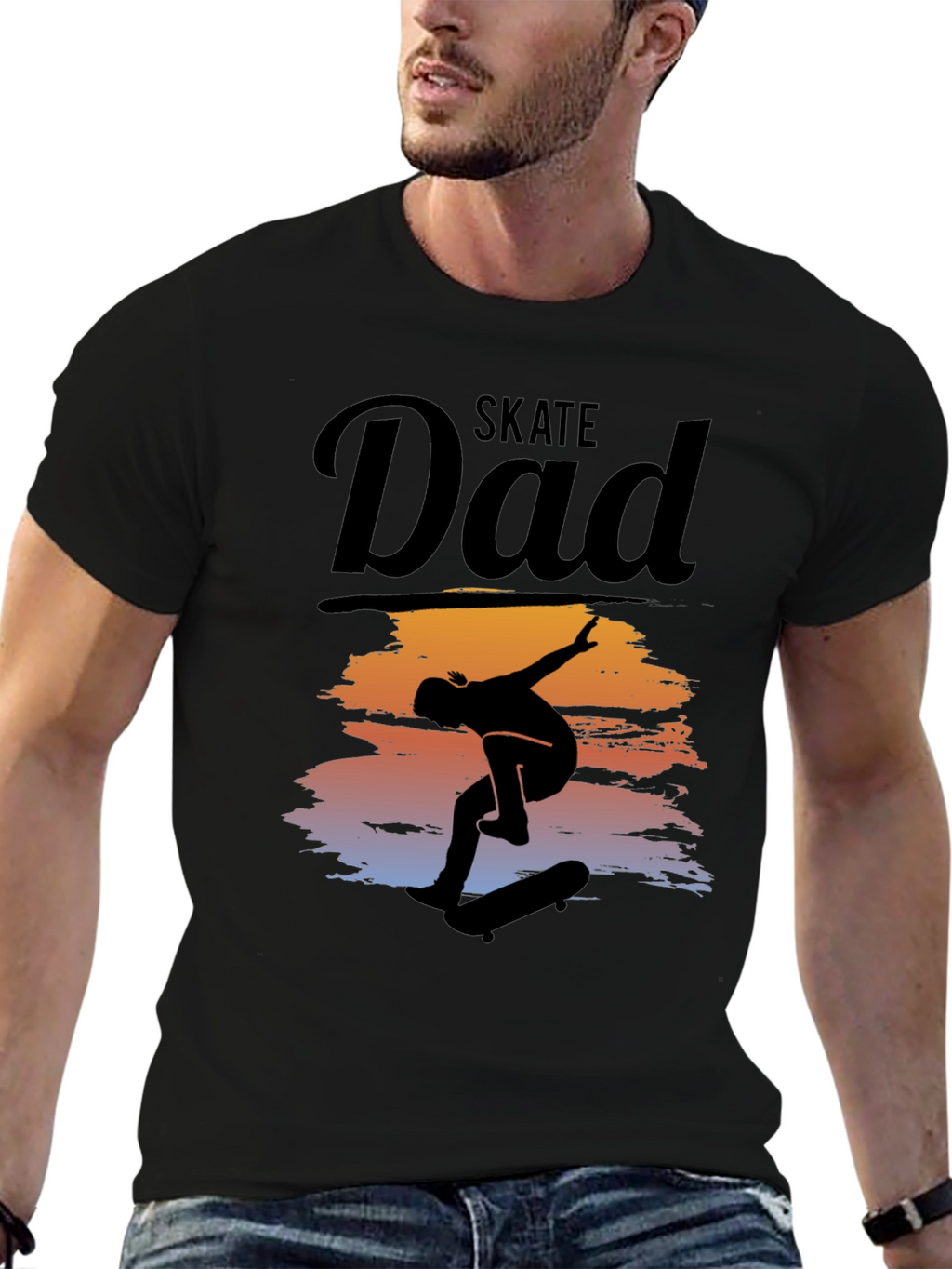 Skate Dad T-Shirt Cool Silhouette Graphic Tee