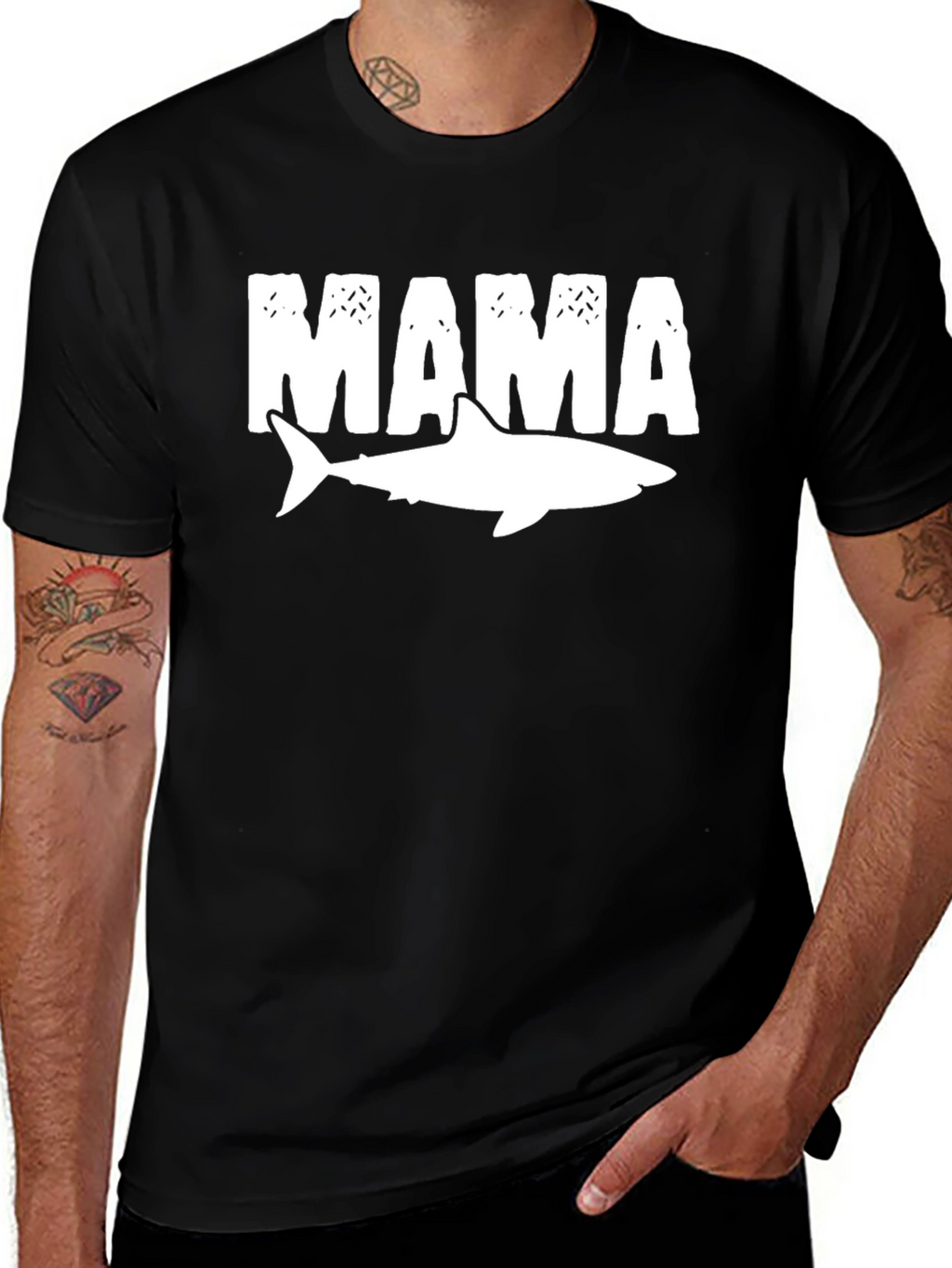 Mama Shark Graphic Tee - Black Cotton