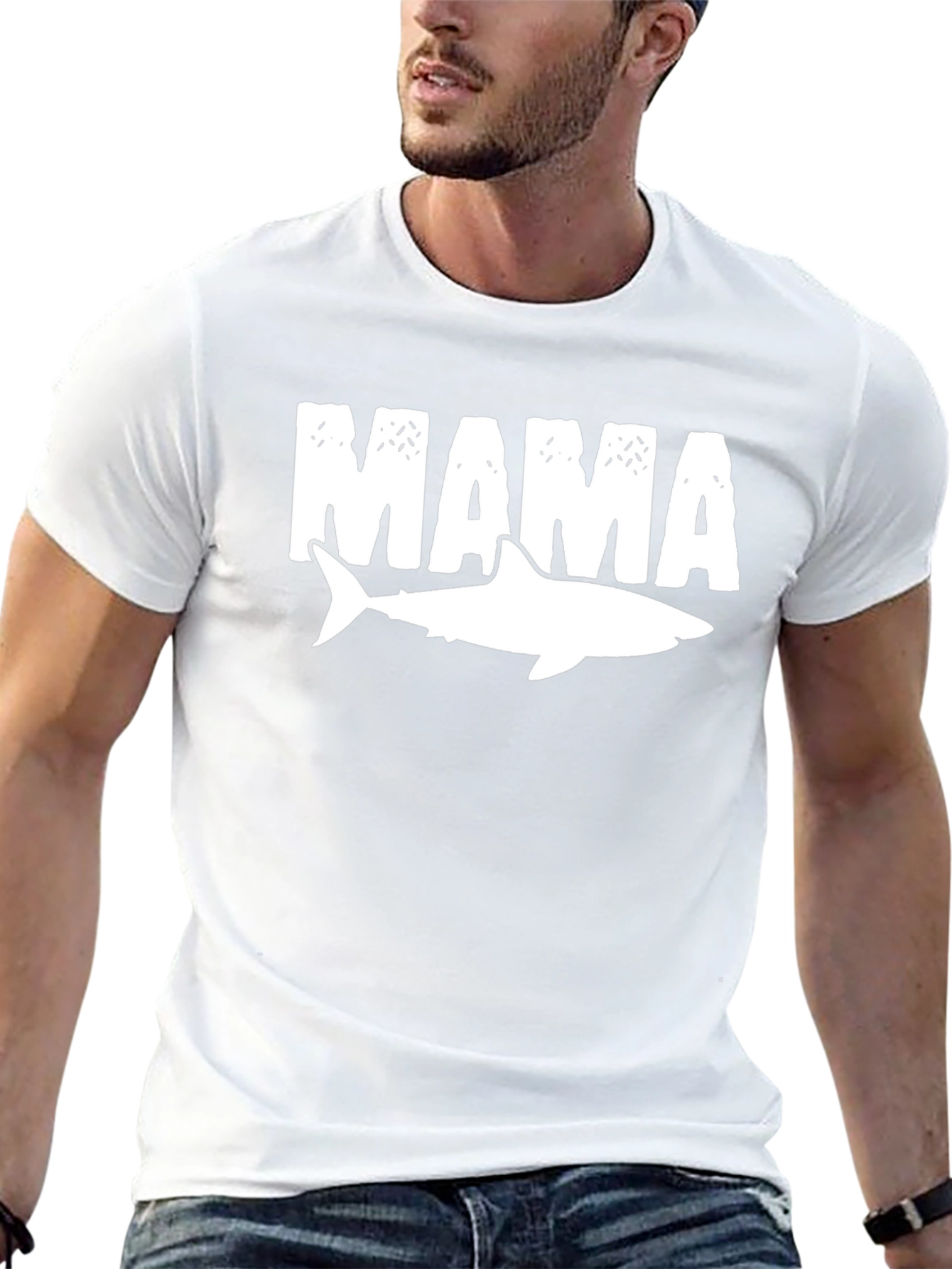 Mama Shark Graphic Tee - Black Cotton