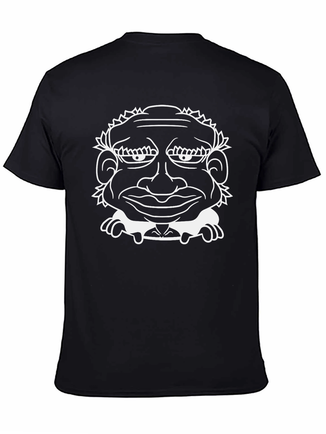 Humorous Face Graphic T-Shirt - Black Cotton Tee
