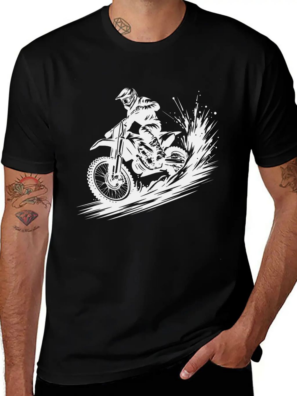Dynamic Motocross Illustration Drawing Breathable Soft Cotton T-Shirt – Timeless Casual Look