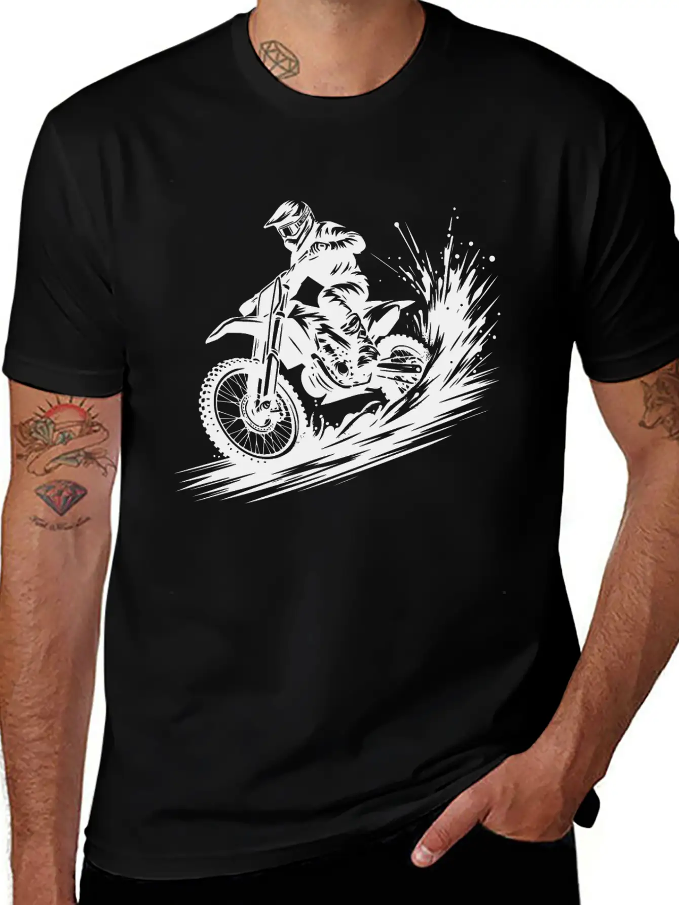 Dynamic Motocross Illustration Drawing Breathable Soft Cotton T-Shirt – Timeless Casual Look