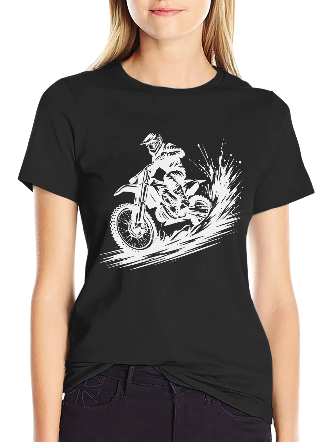 Dynamic Motocross Illustration Drawing Breathable Soft Cotton T-Shirt – Timeless Casual Look