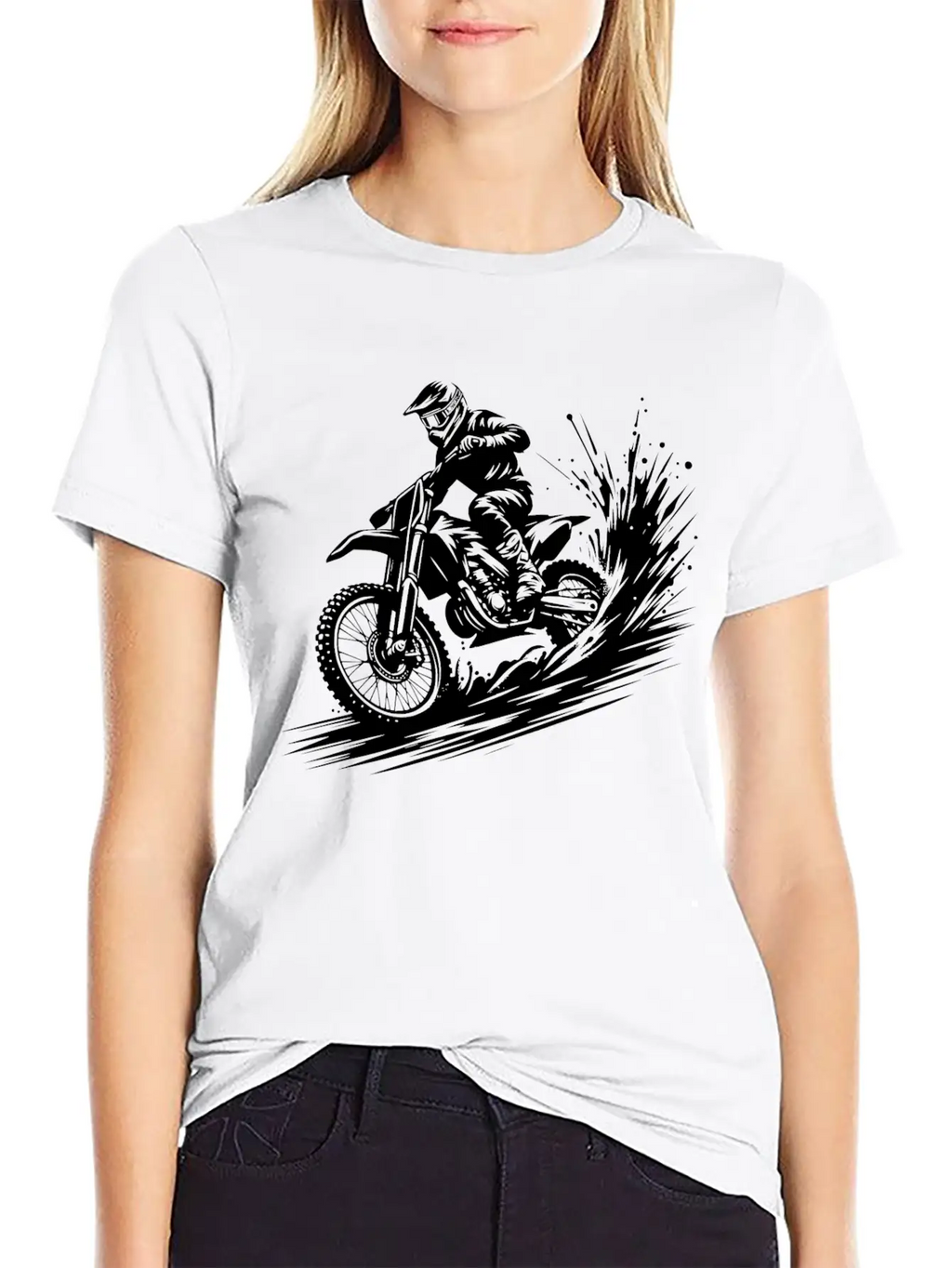 Dynamic Motocross Illustration Drawing Breathable Soft Cotton T-Shirt – Timeless Casual Look
