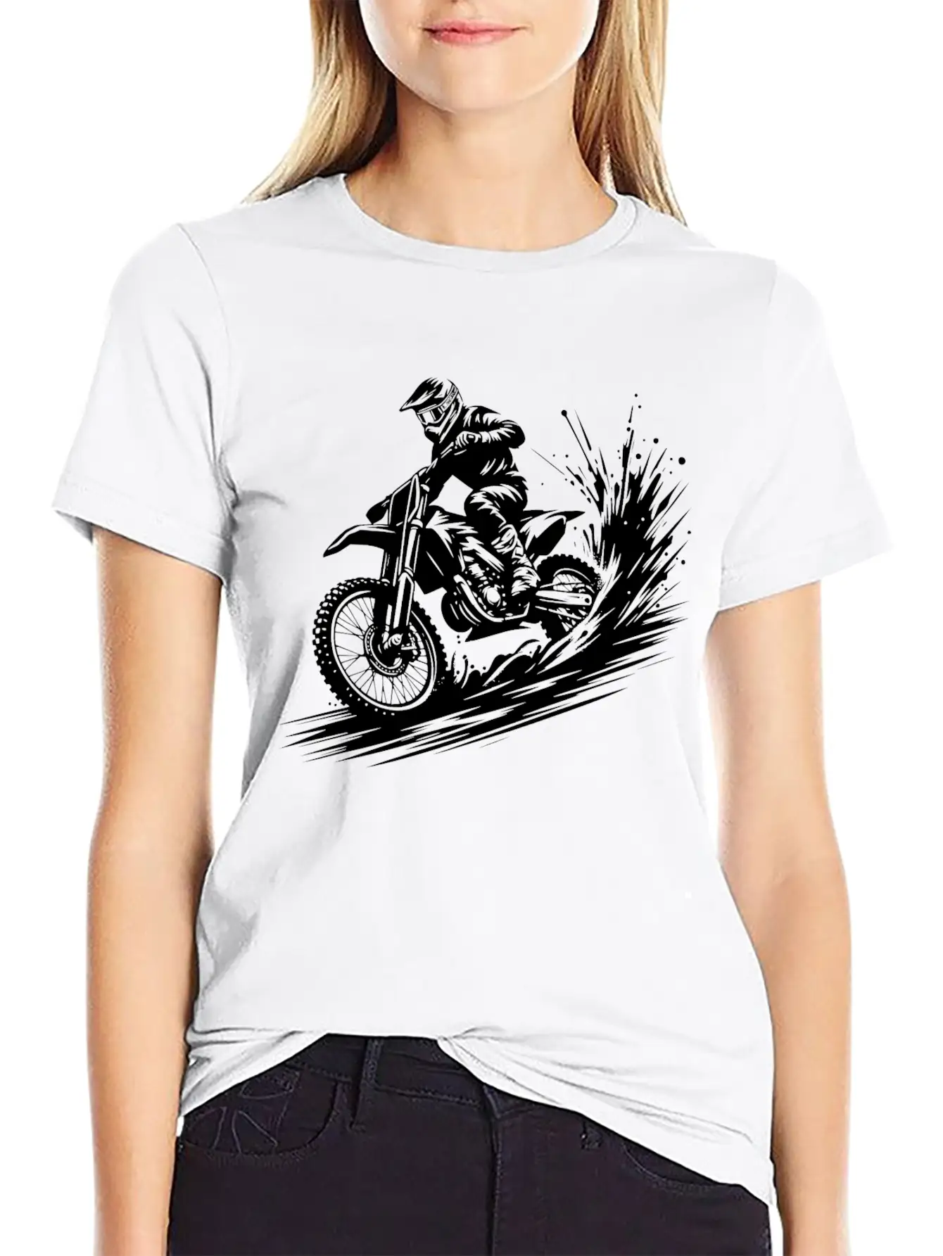 Dynamic Motocross Illustration Drawing Breathable Soft Cotton T-Shirt – Timeless Casual Look