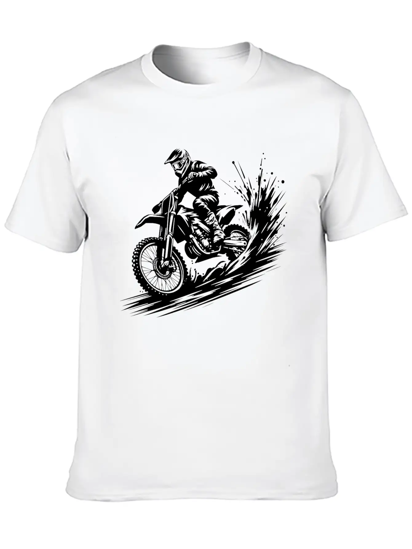 Dynamic Motocross Illustration Drawing Breathable Soft Cotton T-Shirt – Timeless Casual Look