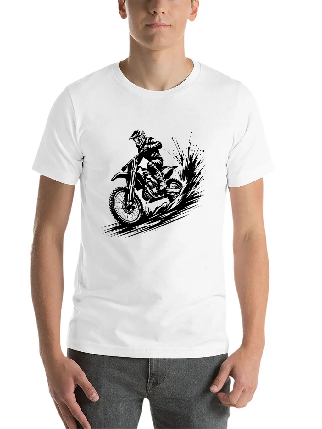 Dynamic Motocross Illustration Drawing Breathable Soft Cotton T-Shirt – Timeless Casual Look