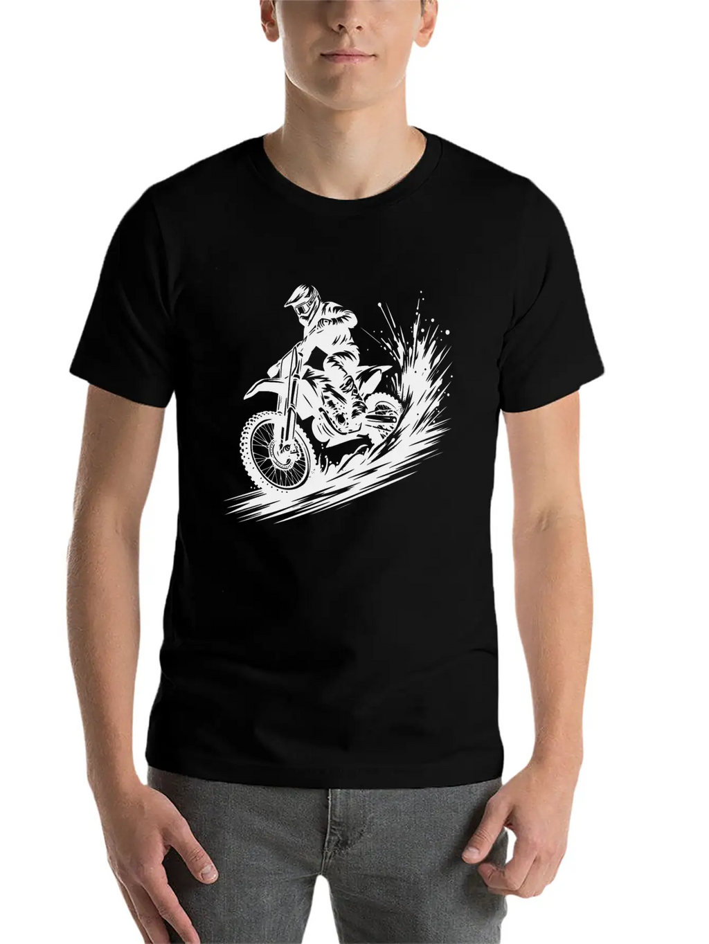 Dynamic Motocross Illustration Drawing Breathable Soft Cotton T-Shirt – Timeless Casual Look