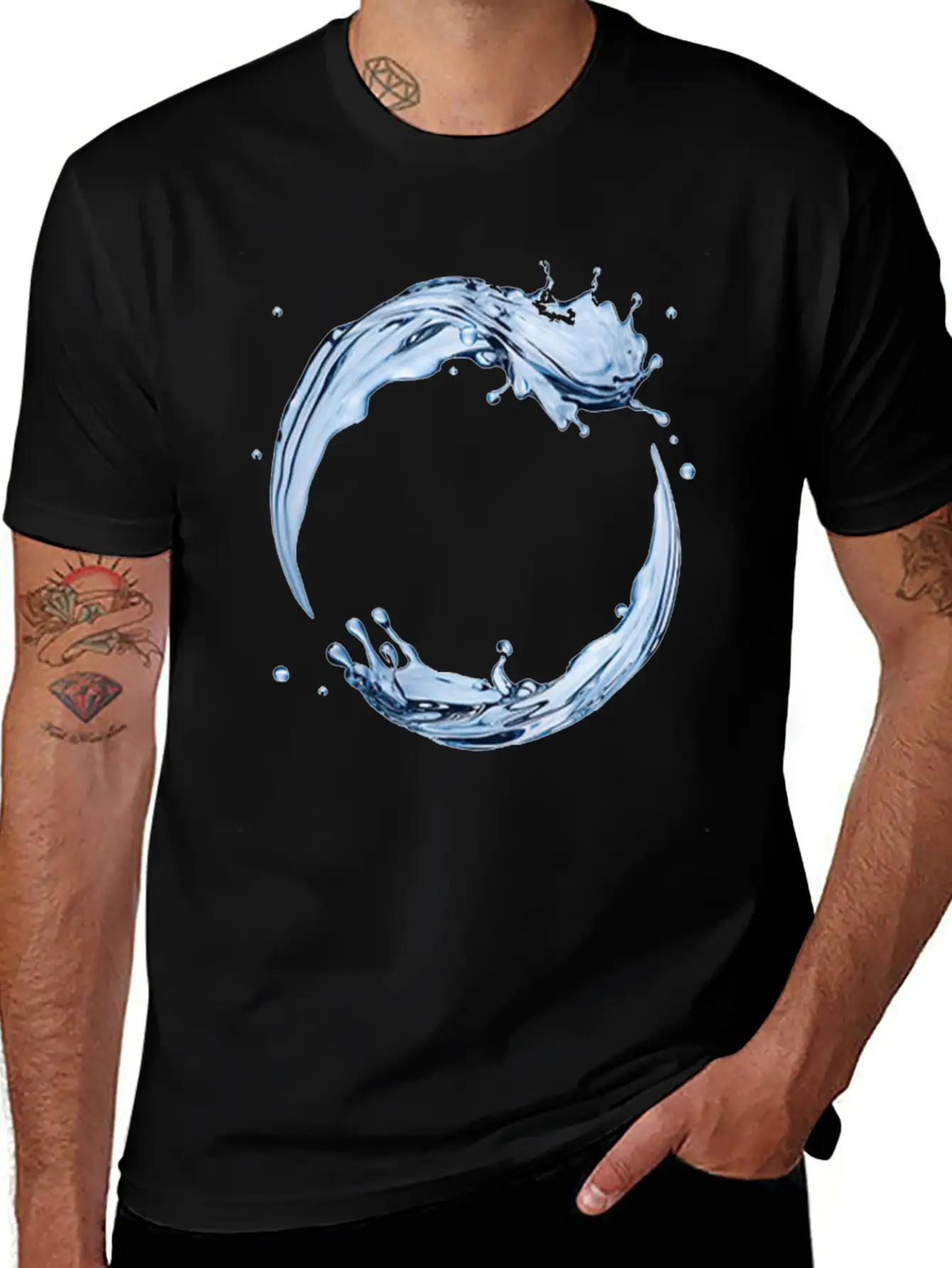Dynamic Water Droplets Stylish Everyday T-Shirt – Unisex Basic Cotton Tee
