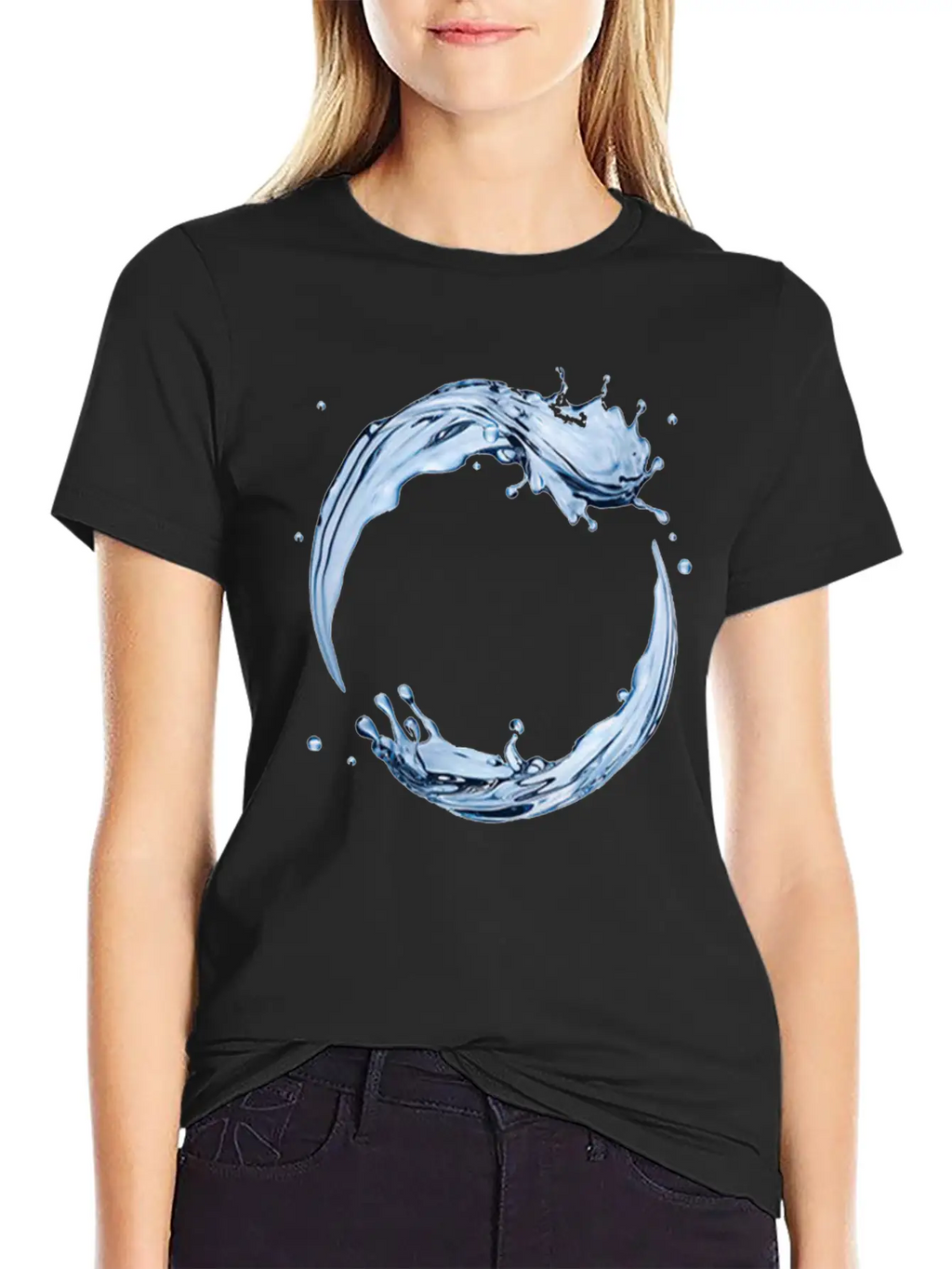 Dynamic Water Droplets Stylish Everyday T-Shirt – Unisex Basic Cotton Tee