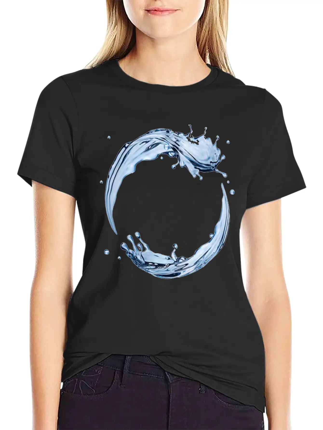 Dynamic Water Droplets Stylish Everyday T-Shirt – Unisex Basic Cotton Tee