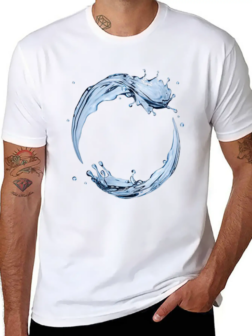 Dynamic Water Droplets Stylish Everyday T-Shirt – Unisex Basic Cotton Tee