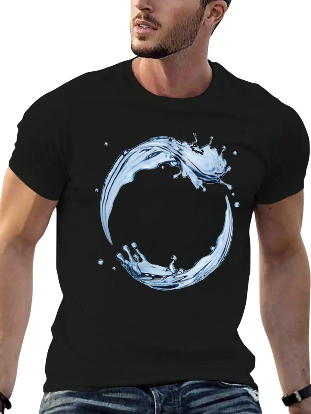 Dynamic Water Droplets Stylish Everyday T-Shirt – Unisex Basic Cotton Tee