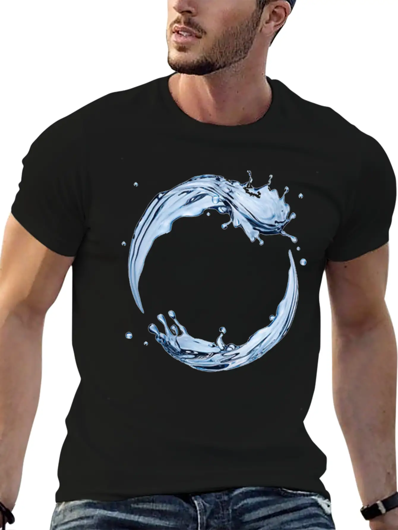 Dynamic Water Droplets Stylish Everyday T-Shirt – Unisex Basic Cotton Tee