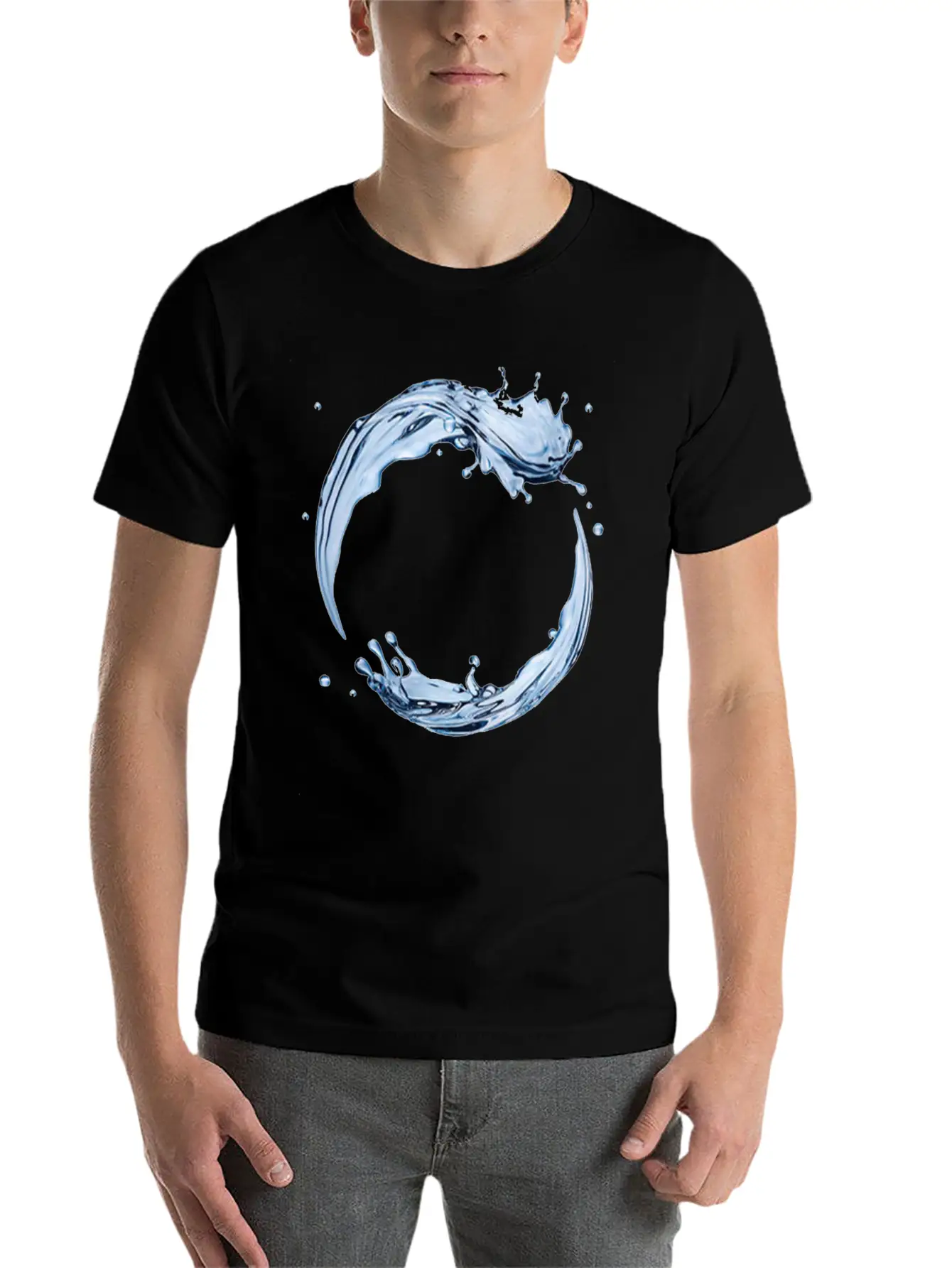 Dynamic Water Droplets Stylish Everyday T-Shirt – Unisex Basic Cotton Tee