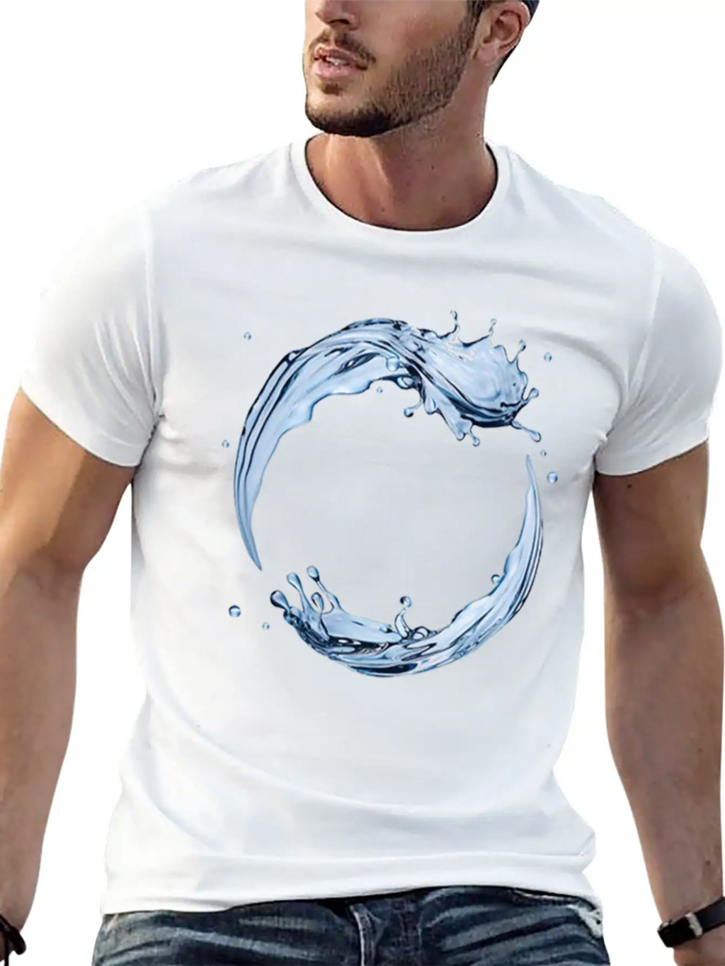 Dynamic Water Droplets Stylish Everyday T-Shirt – Unisex Basic Cotton Tee