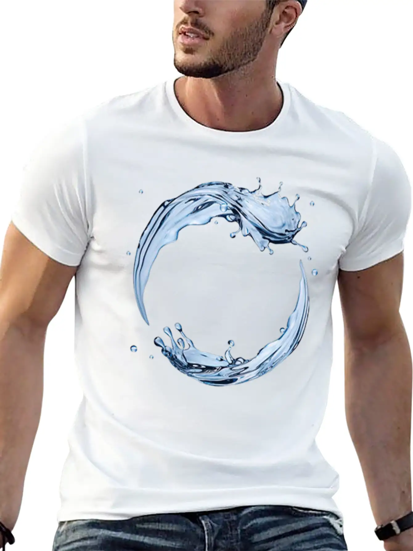 Dynamic Water Droplets Stylish Everyday T-Shirt – Unisex Basic Cotton Tee