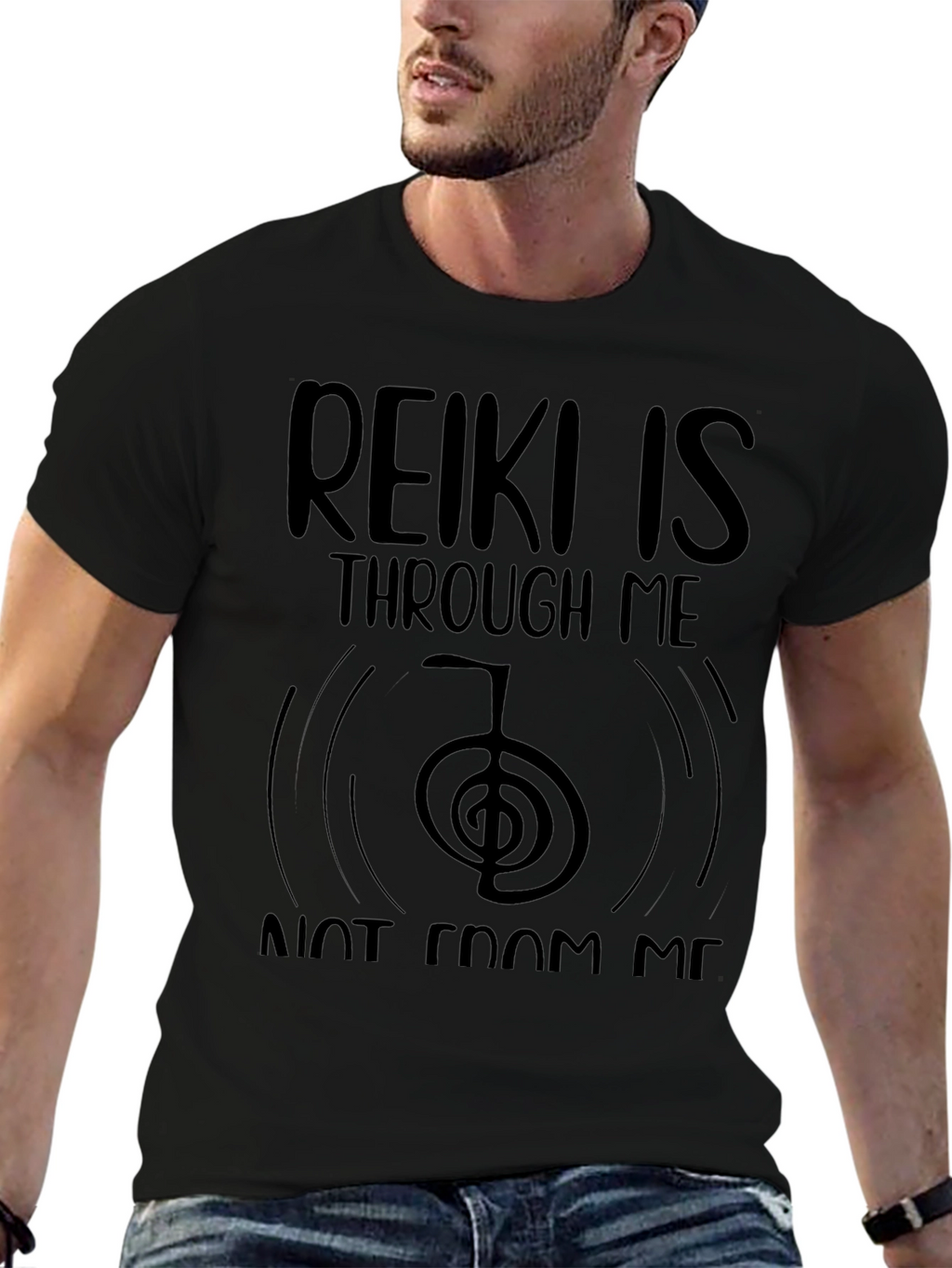Reiki is Through Me Black T-Shirt