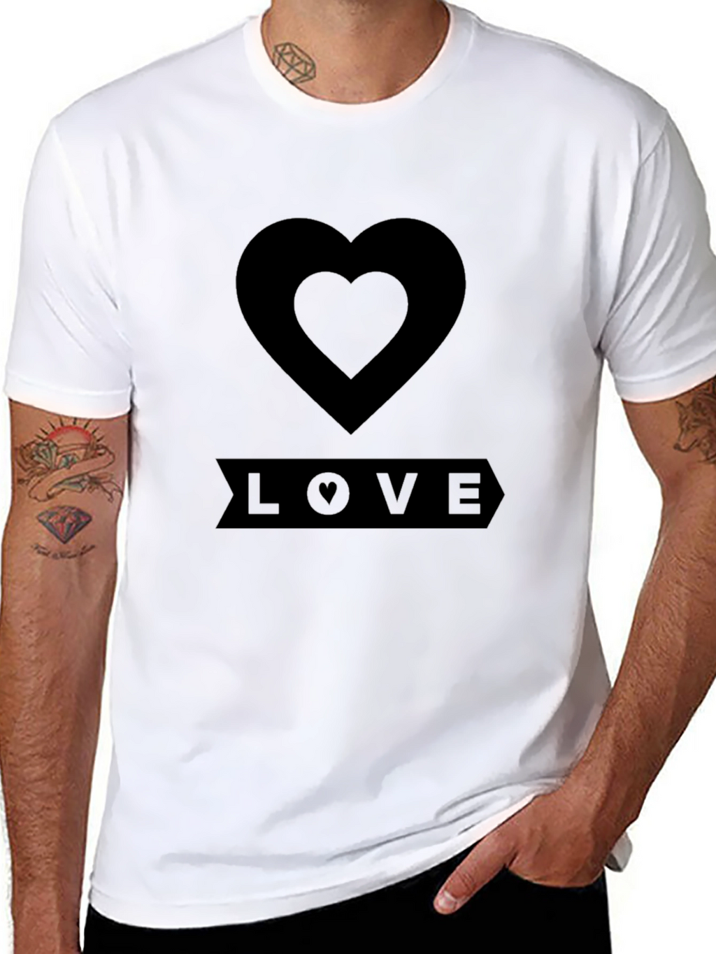 Love Heart Black T-Shirt