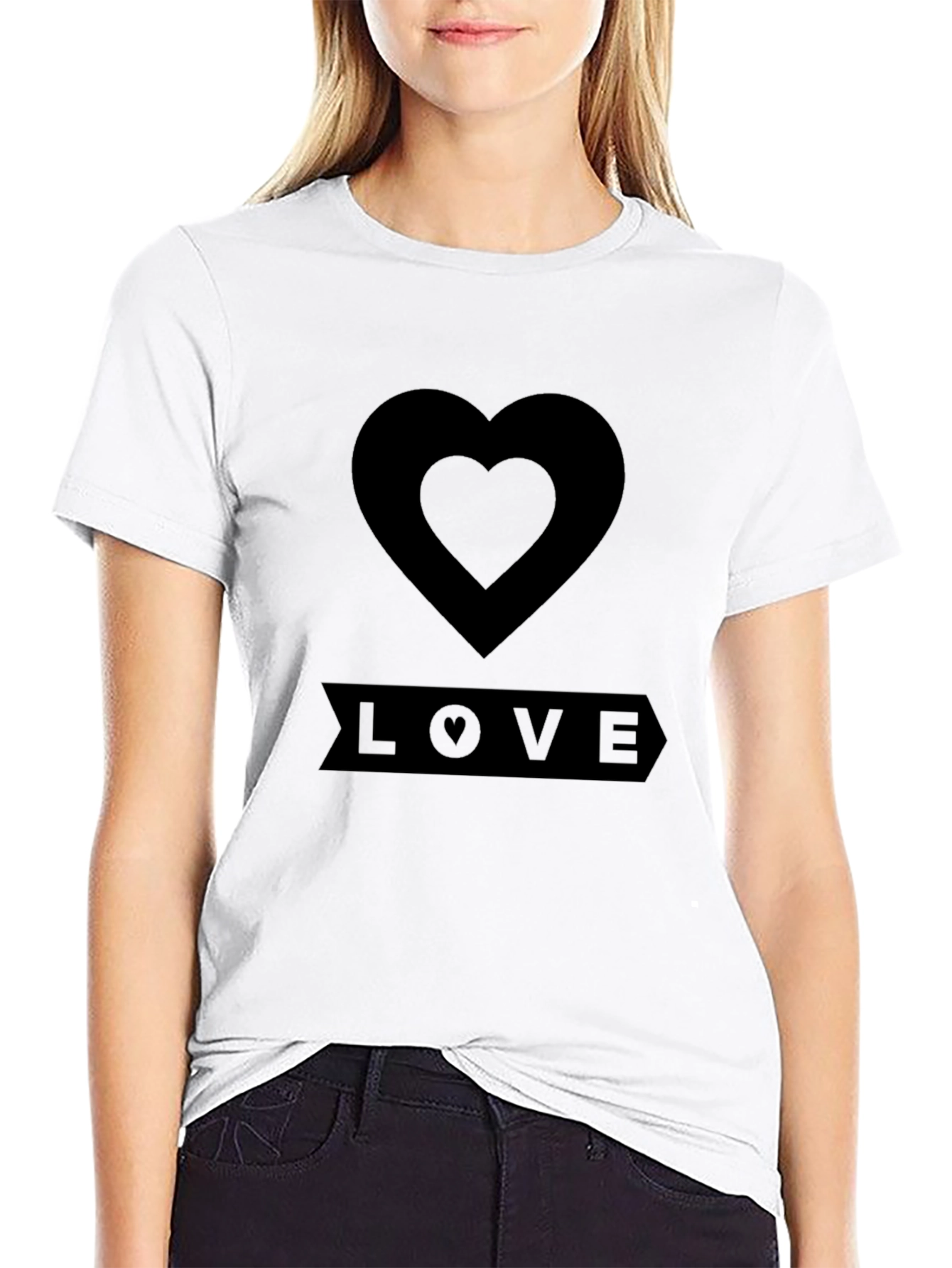 Love Heart Black T-Shirt