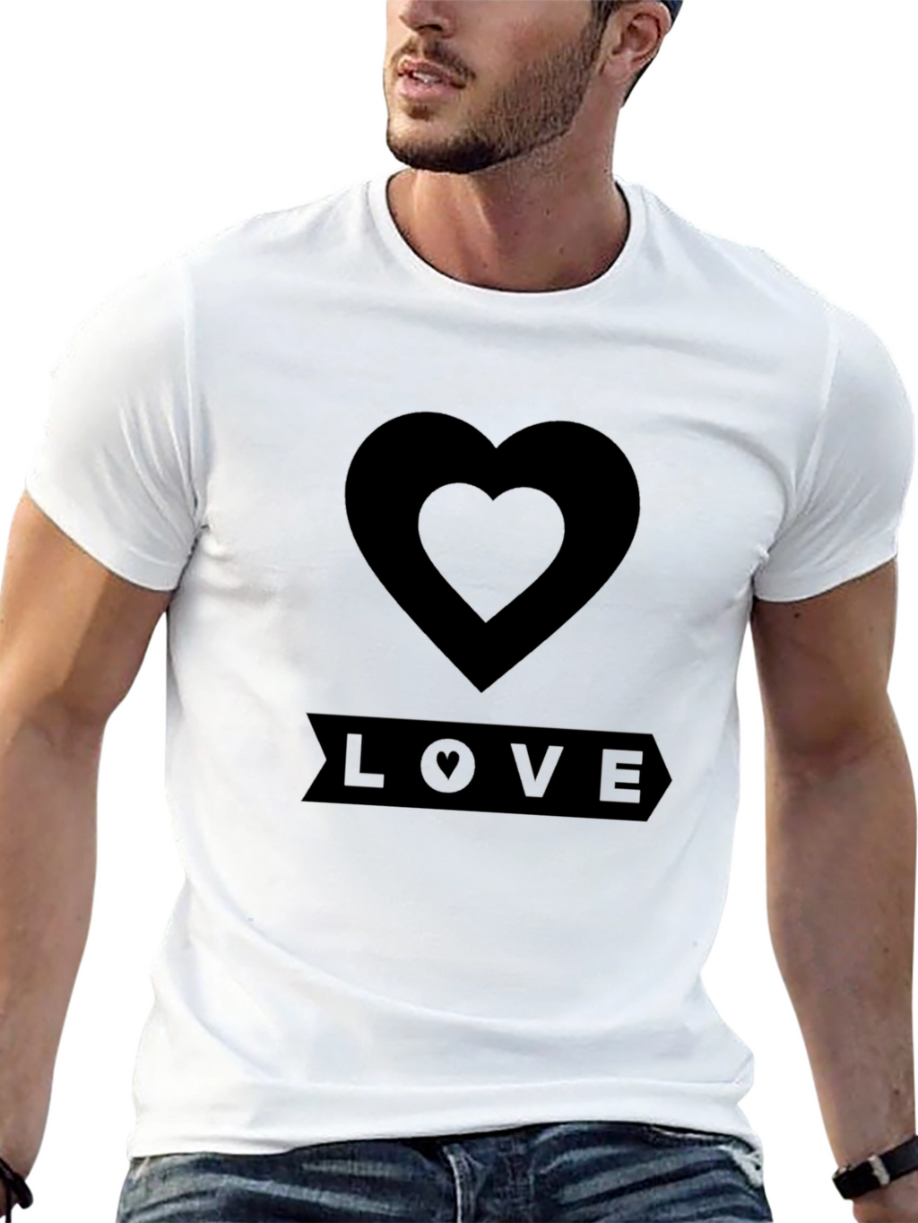 Love Heart Black T-Shirt