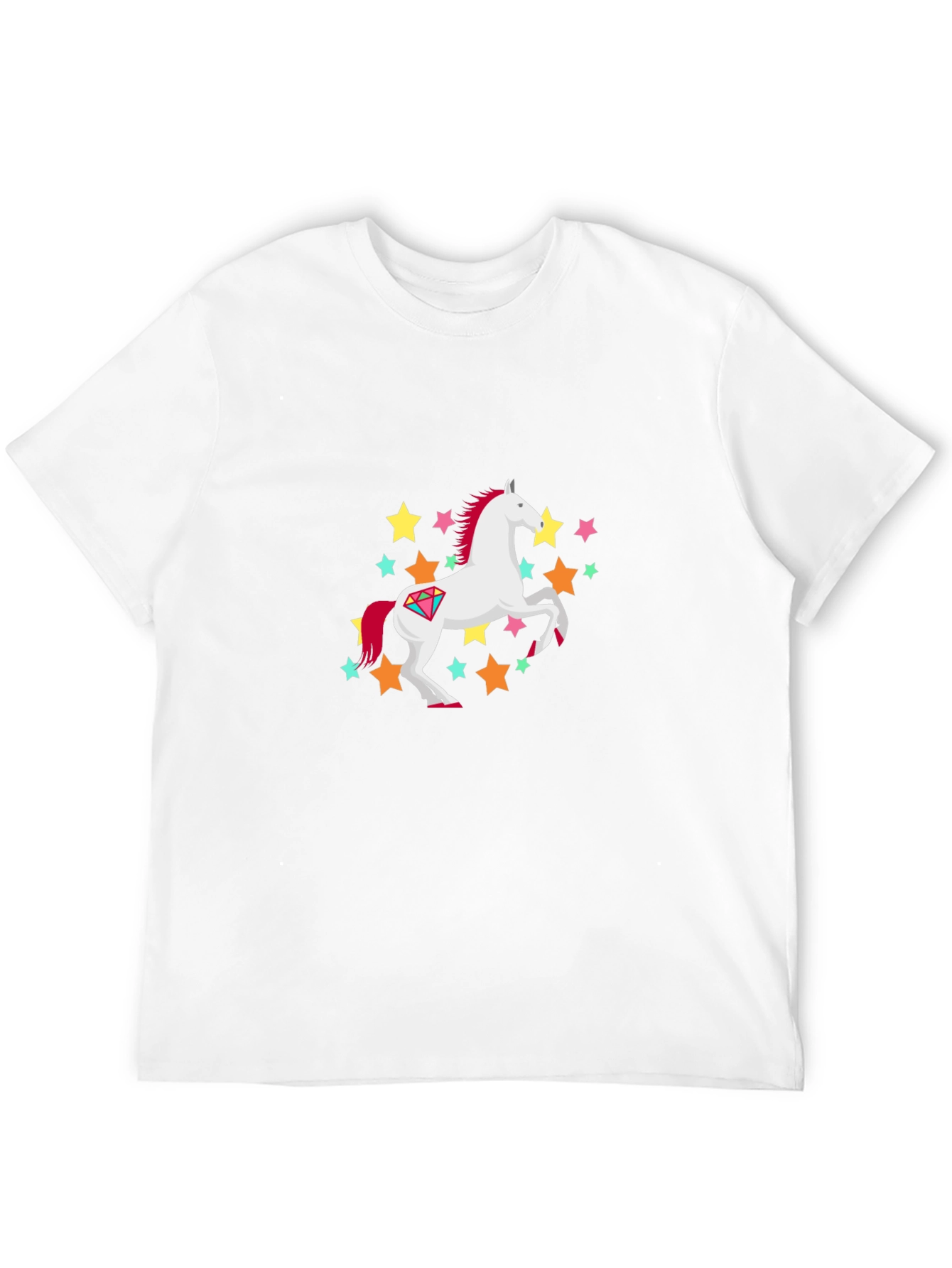 Unicorn Stars Graphic Print Black T-Shirt