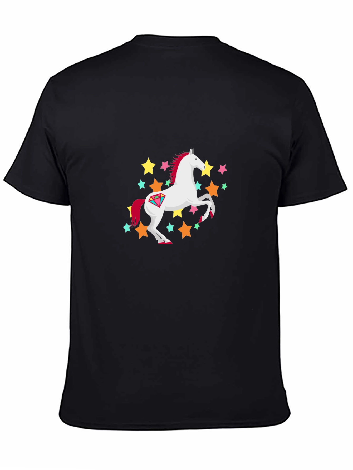 Unicorn Stars Graphic Print Black T-Shirt