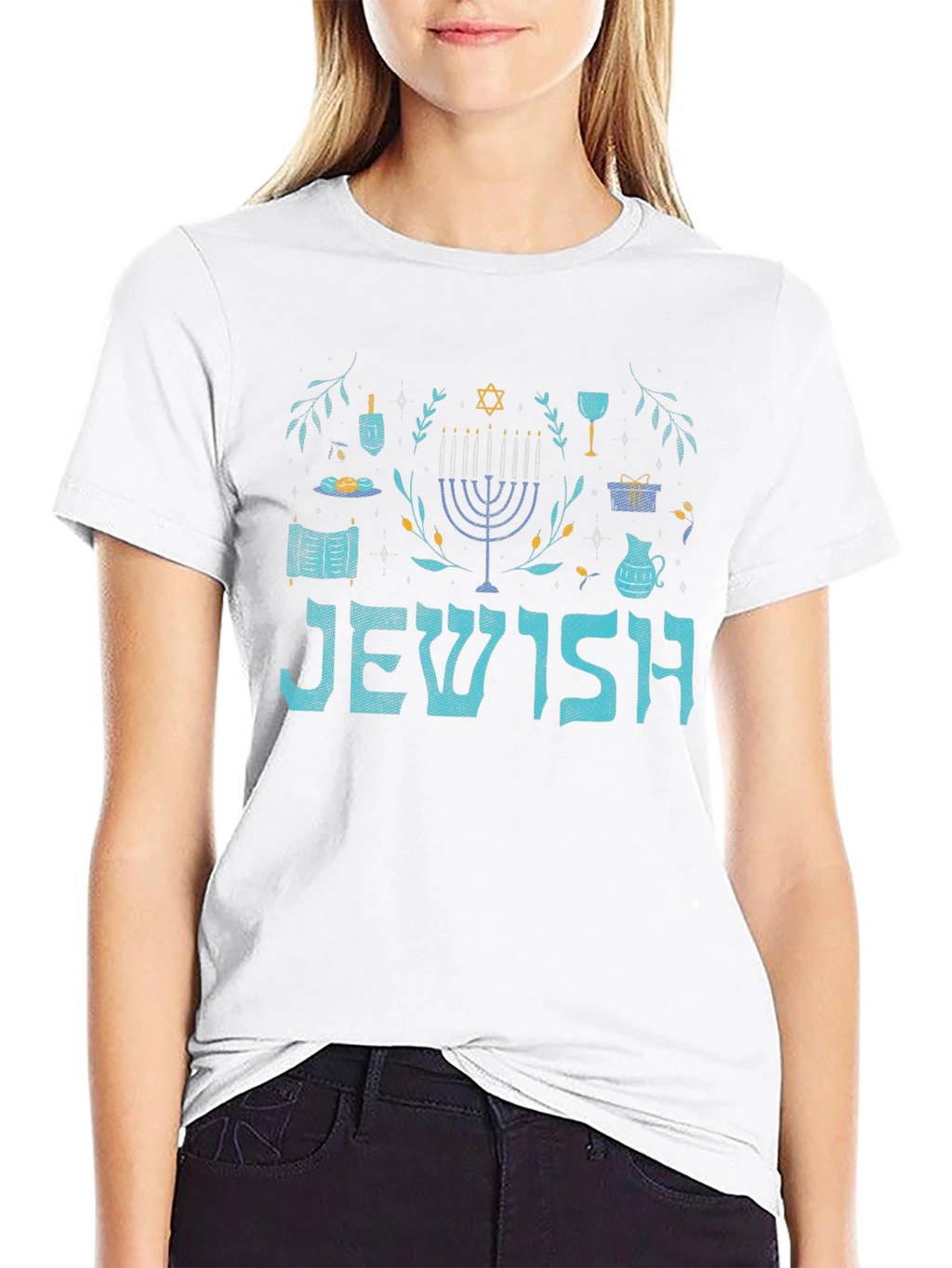 Jewish Hanukkah Menorah Graphic T-Shirt