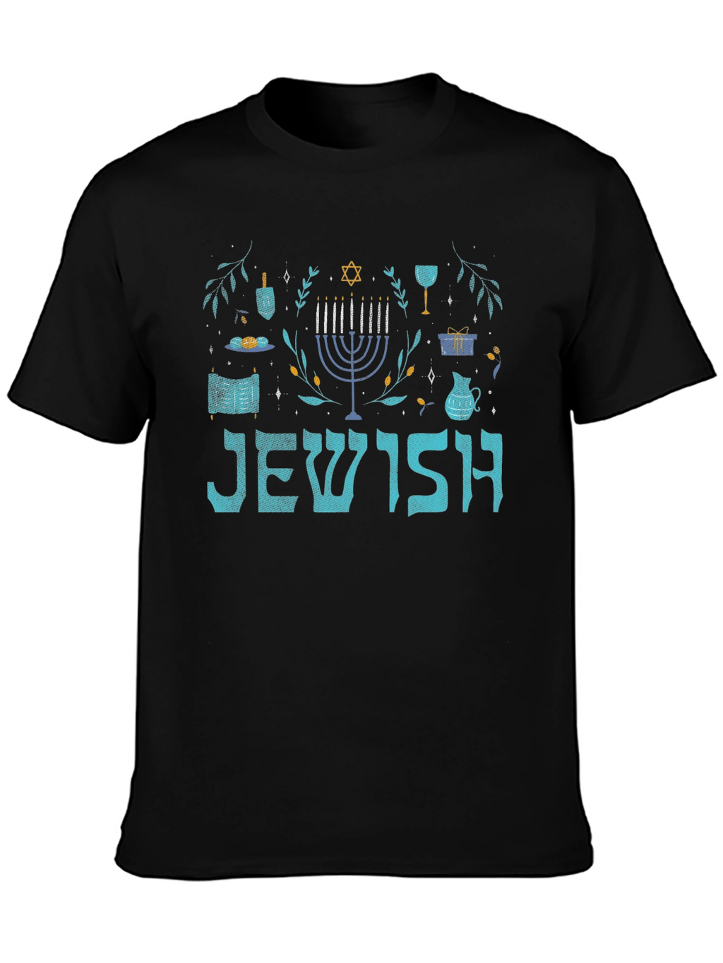 Jewish Hanukkah Menorah Graphic T-Shirt