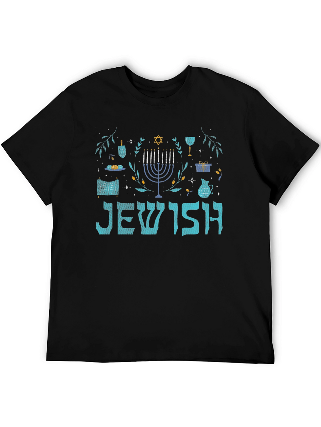 Jewish Hanukkah Menorah Graphic T-Shirt