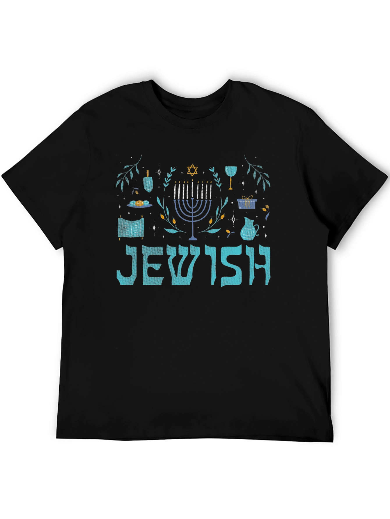 Jewish Hanukkah Menorah Graphic T-Shirt