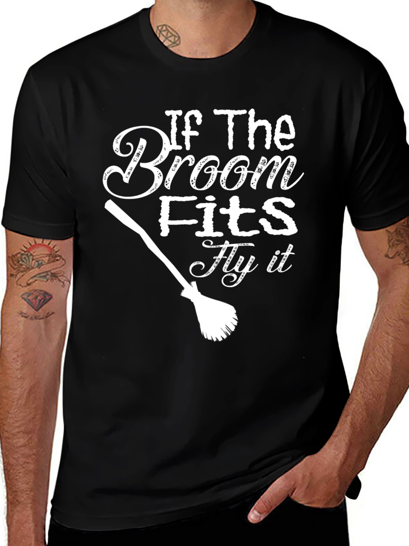 Witch Broom T-Shirt - If The Broom Fits Fly It!