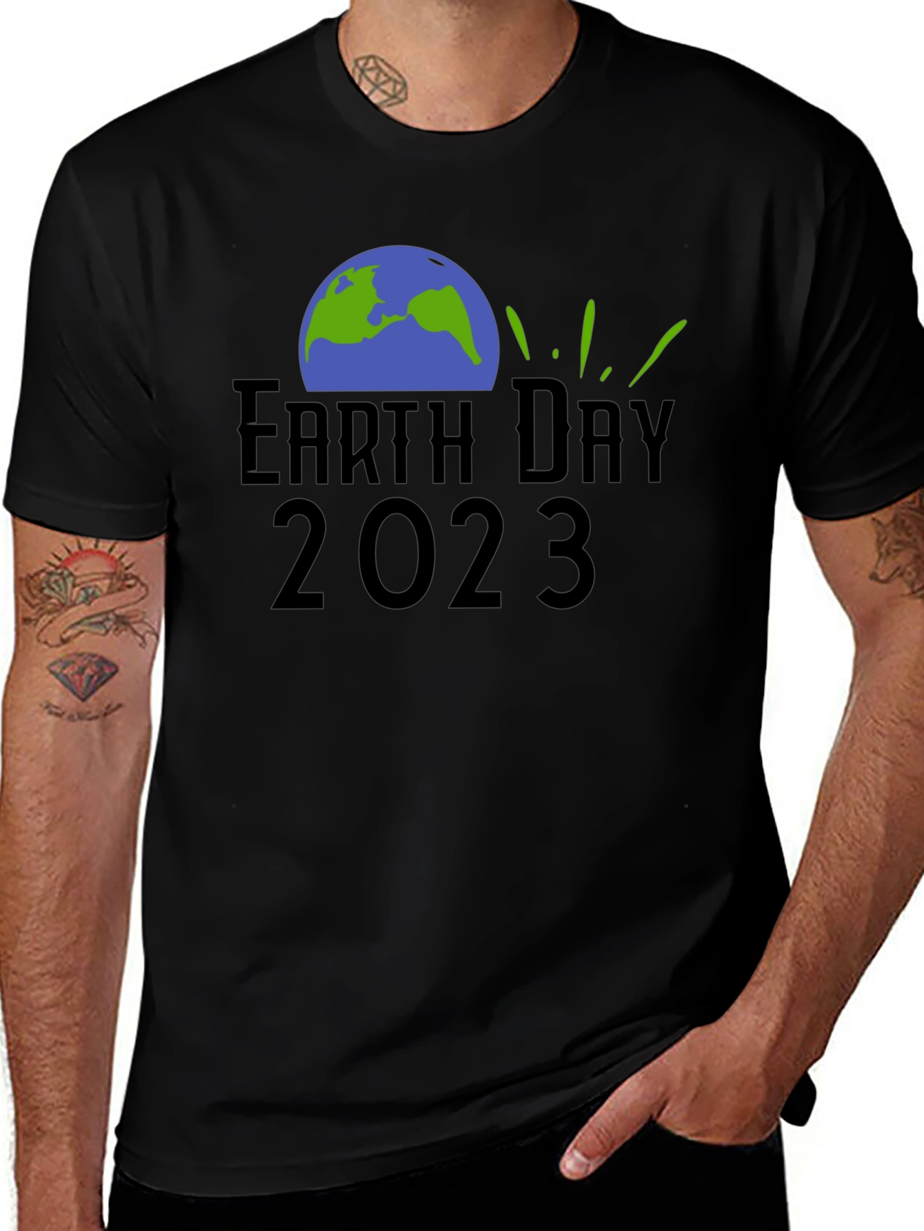 Earth Day 2023 Black Graphic T-Shirt