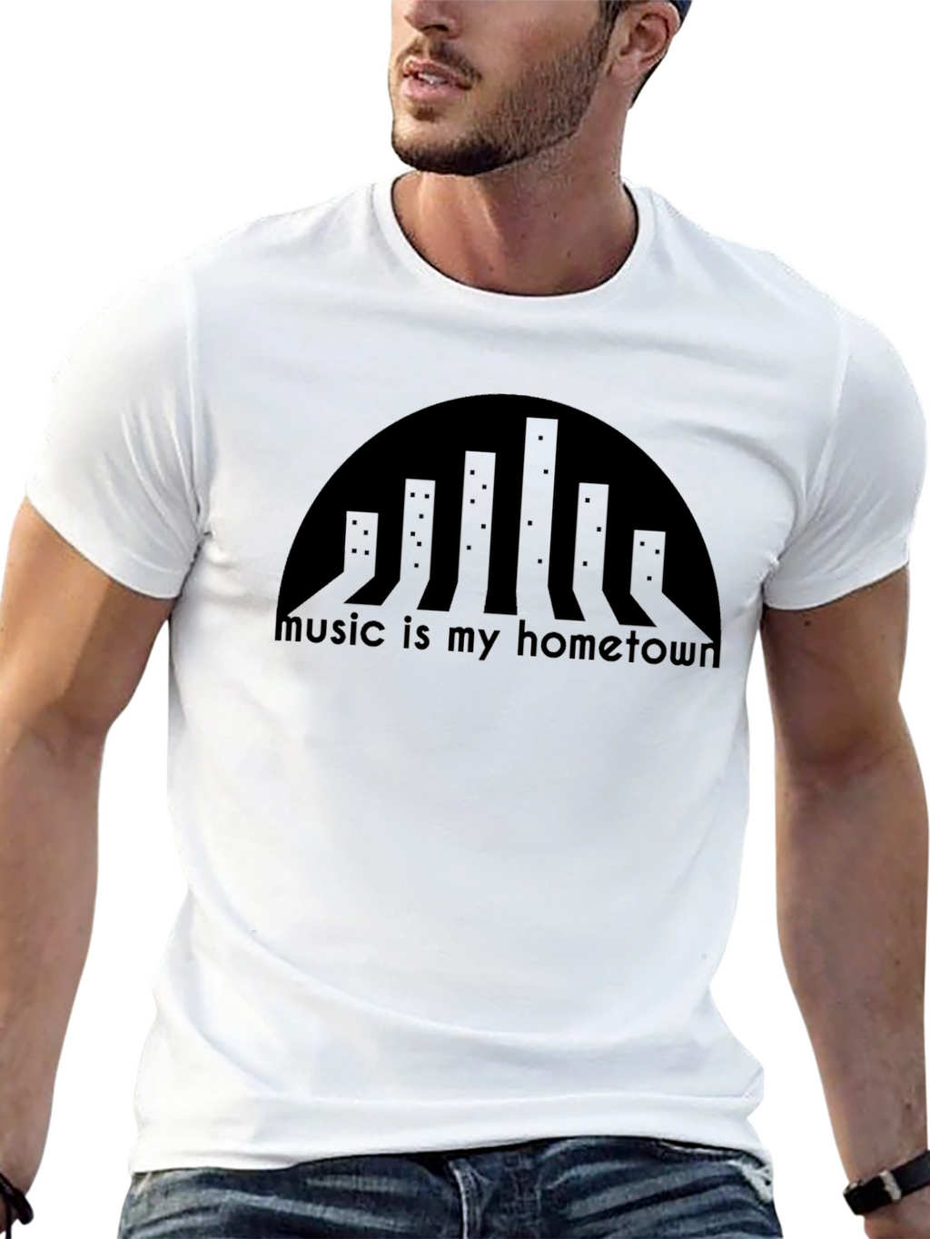 Music is My Hometown Black Graphic Tee