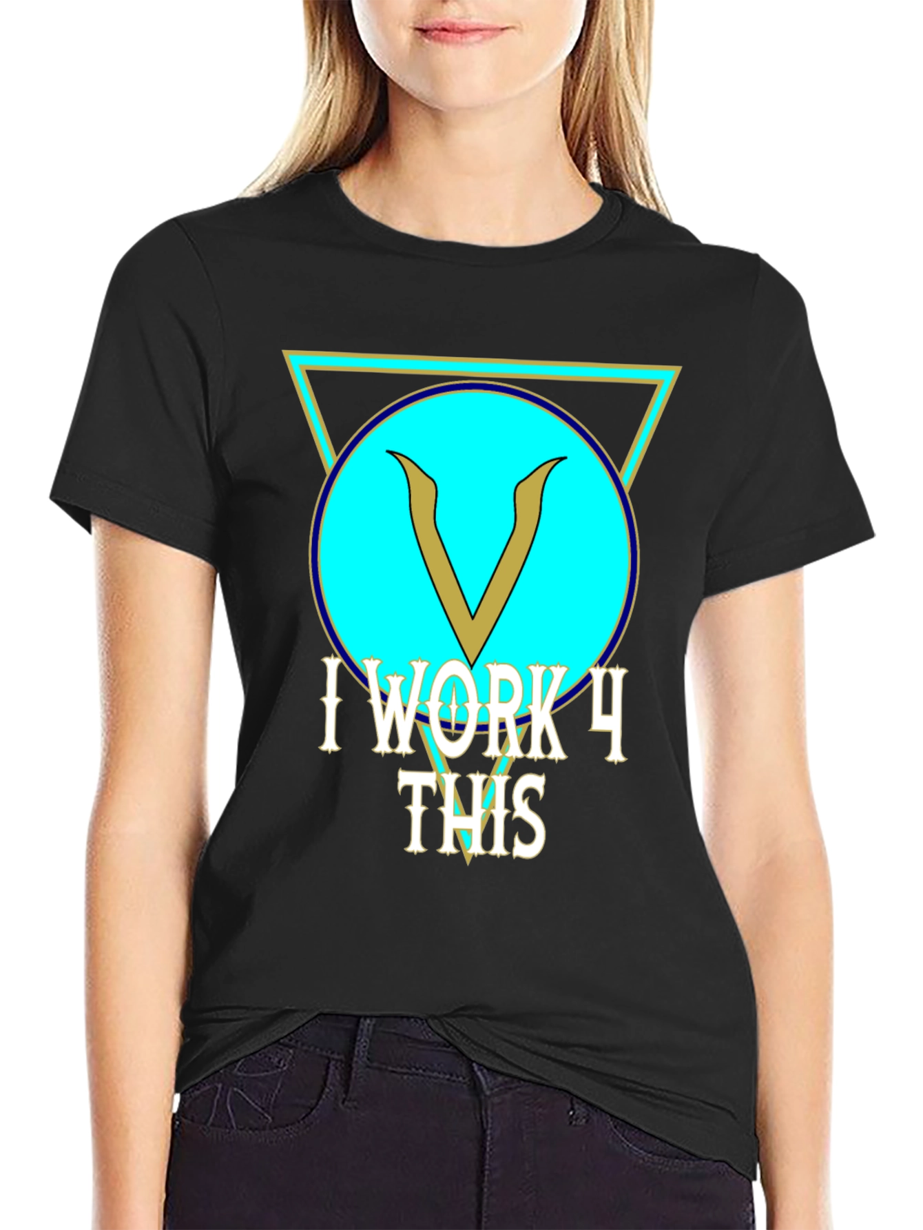 I Work 4 This Black Graphic Tee