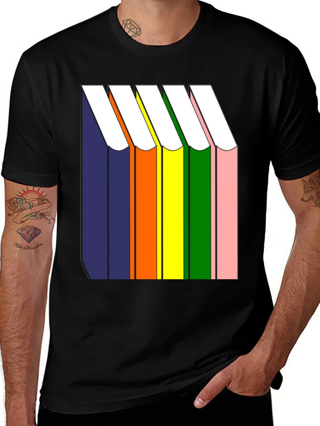Rainbow Book Stack T-Shirt - Graphic Tee