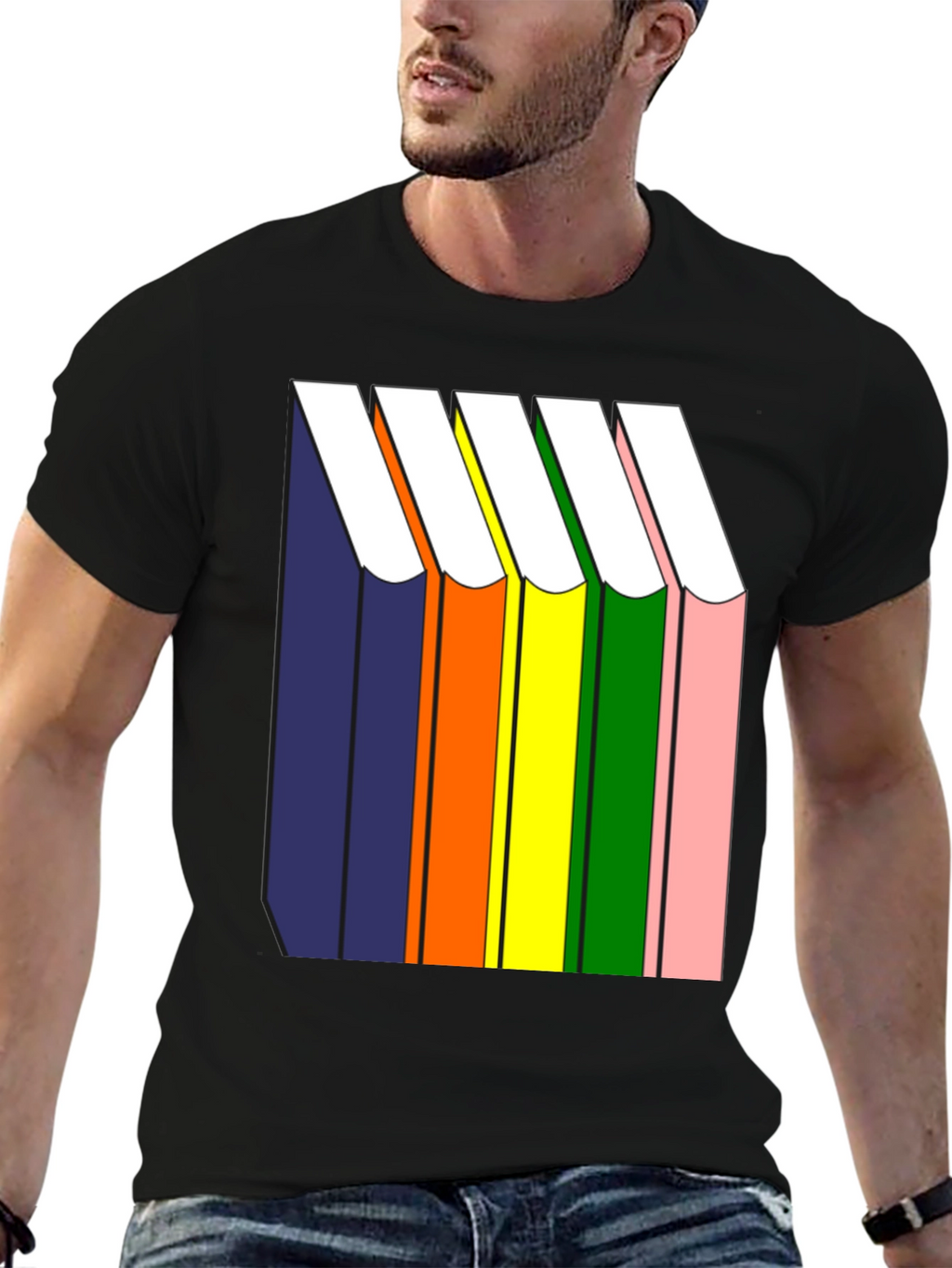 Rainbow Book Stack T-Shirt - Graphic Tee