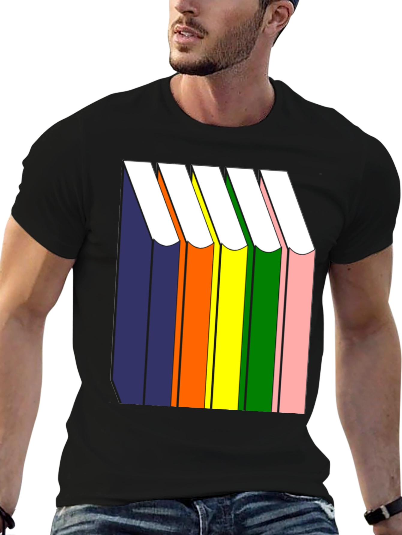 Rainbow Book Stack T-Shirt - Graphic Tee