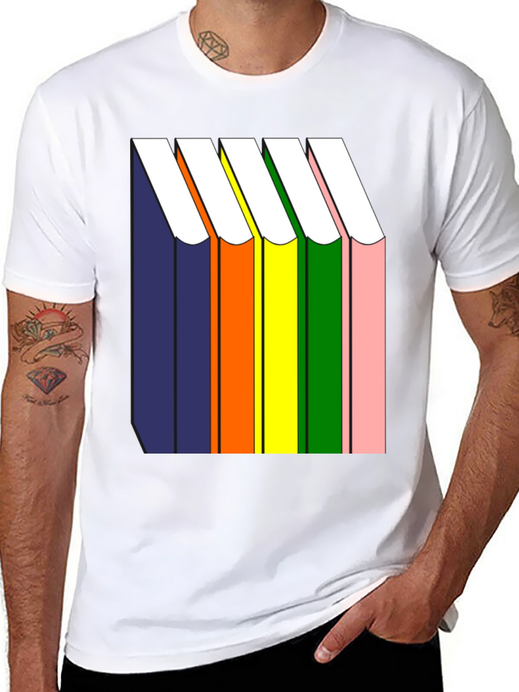 Rainbow Book Stack T-Shirt - Graphic Tee